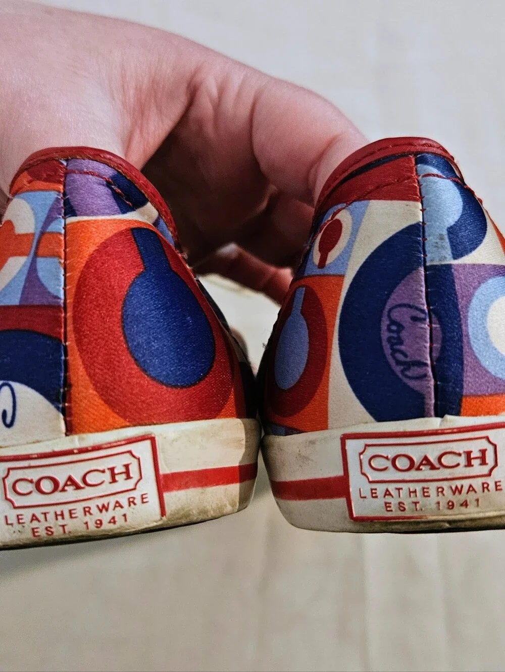 Coach Audrina Multicolor Logo Sateen Sneakers Leatherware 1941 Women's 6.5B